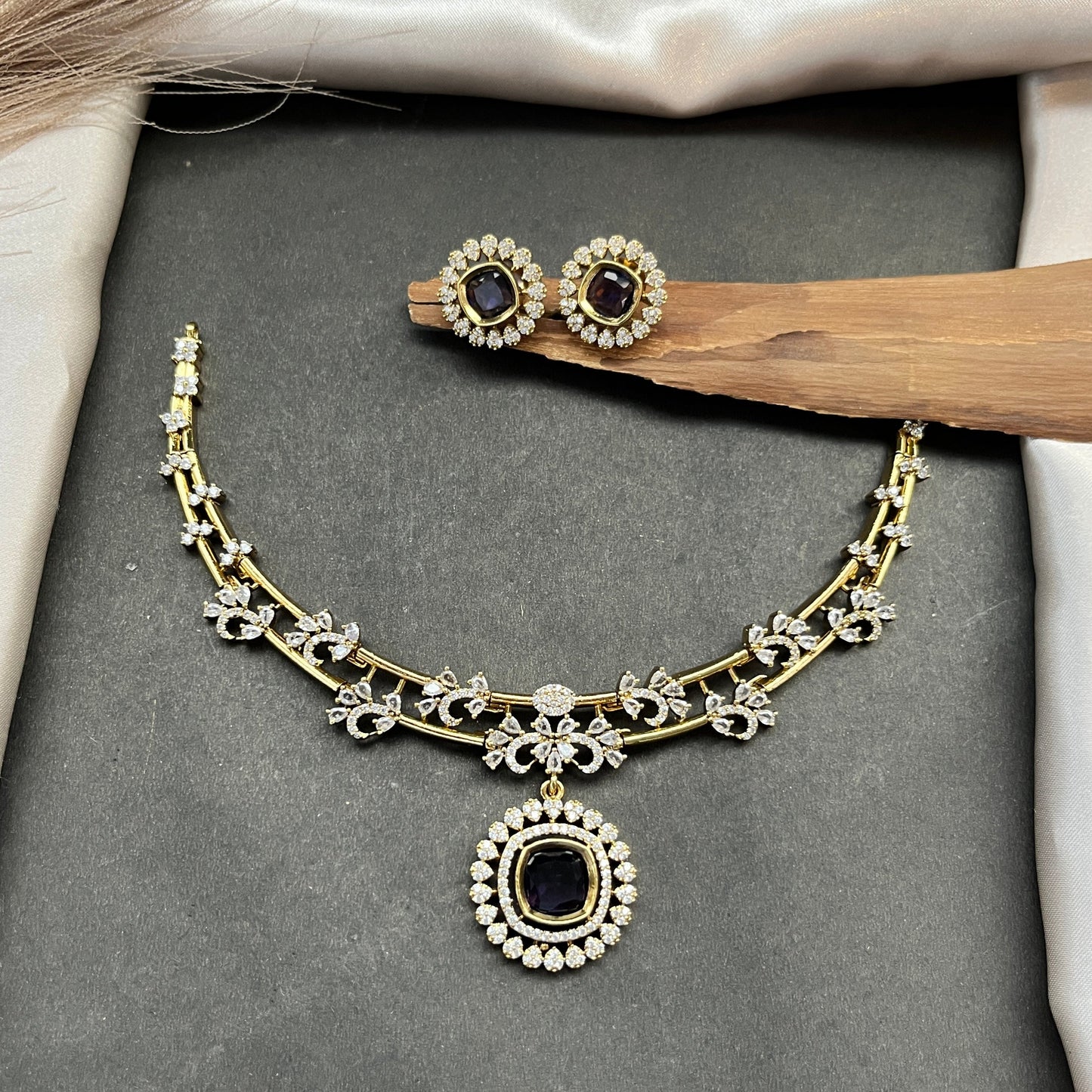 Gold look alike necklace set,Imitation jewelry,Artificial necklace set,Bridal  festive wear,Temple design