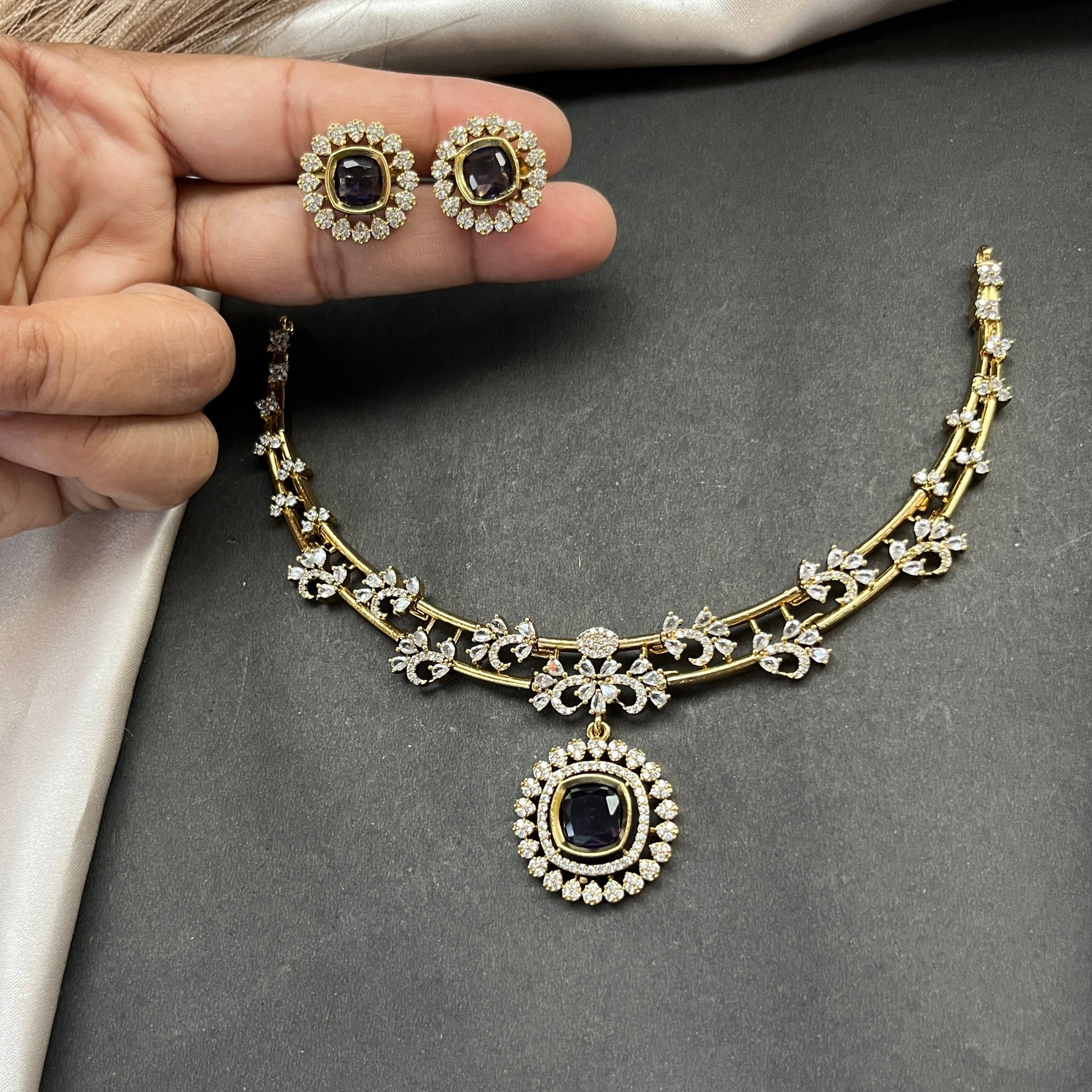 Gold look alike necklace set,Imitation jewelry,Artificial necklace set,Bridal  festive wear,Temple design