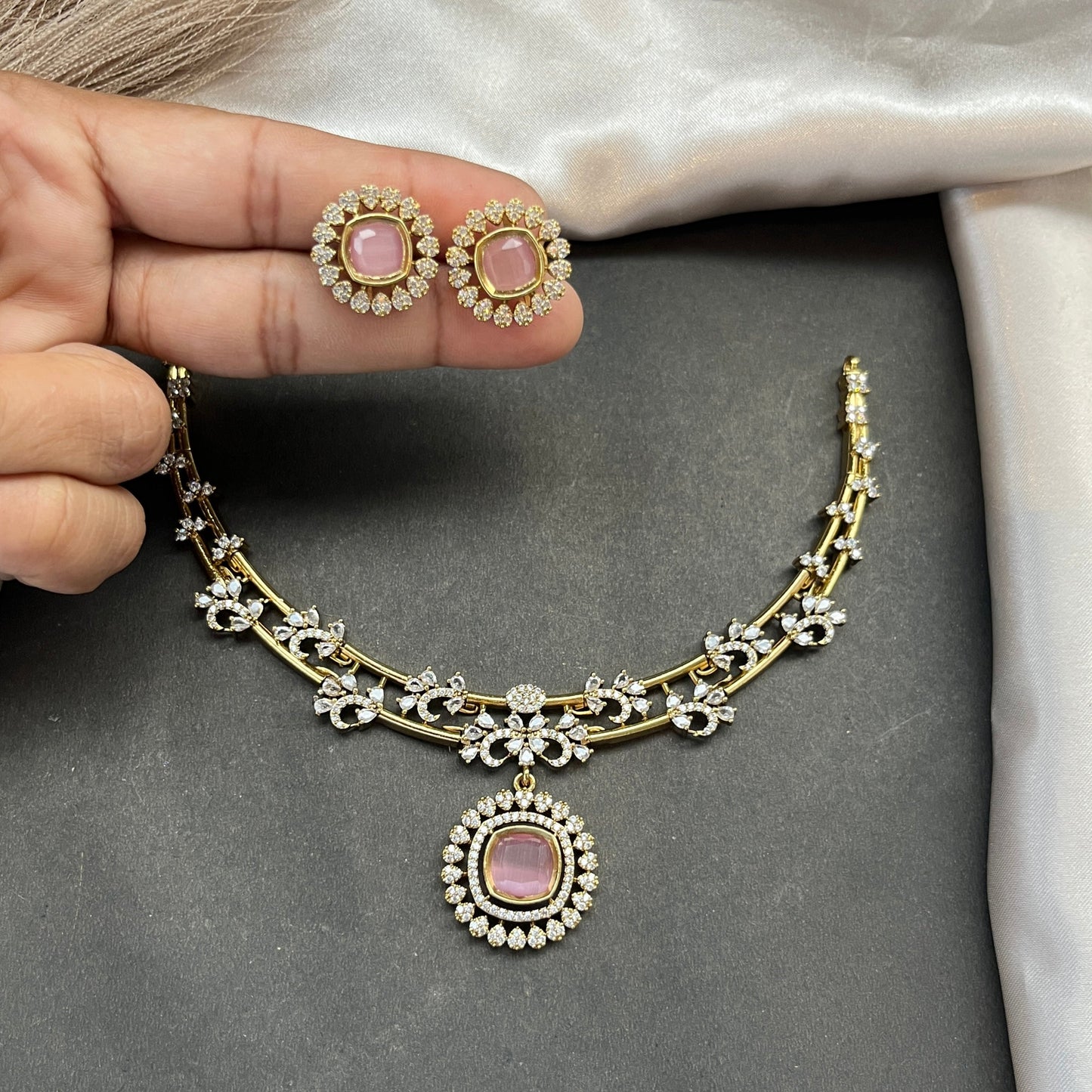Gold look alike necklace set,Imitation jewelry,Artificial necklace set,Bridal  festive wear,Temple design