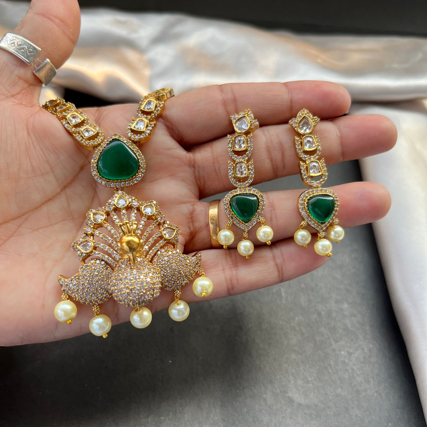Gold look alike necklace set,Imitation jewelry,Artificial necklace set,Bridal  festive wear,Temple design 