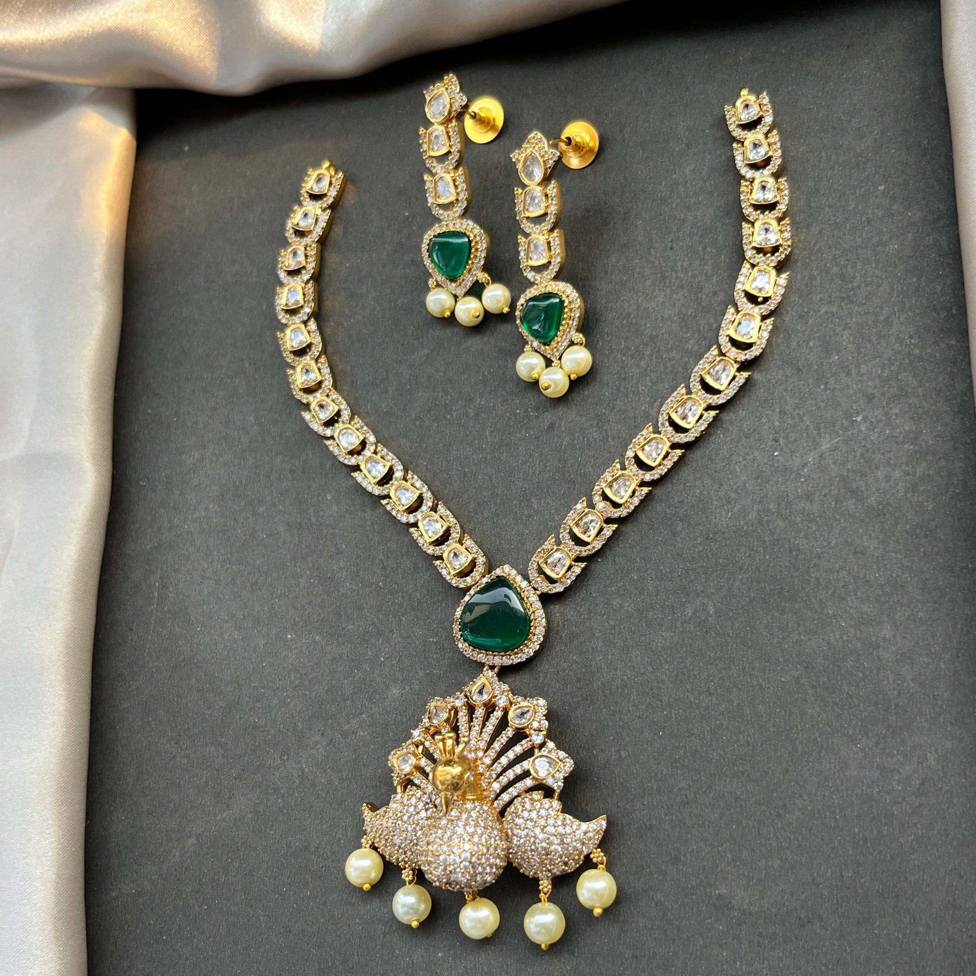 Gold look alike necklace set,Imitation jewelry,Artificial necklace set,Bridal  festive wear,Temple design 