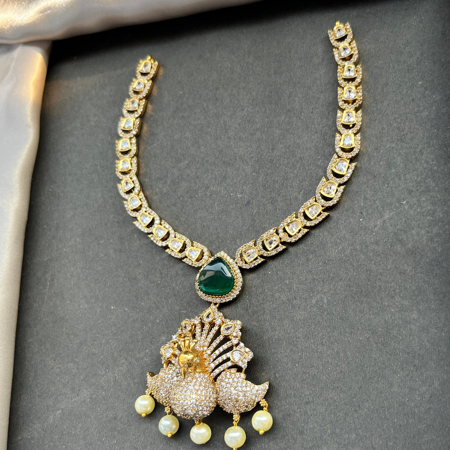 Gold look alike necklace set,Imitation jewelry,Artificial necklace set,Bridal  festive wear,Temple design 