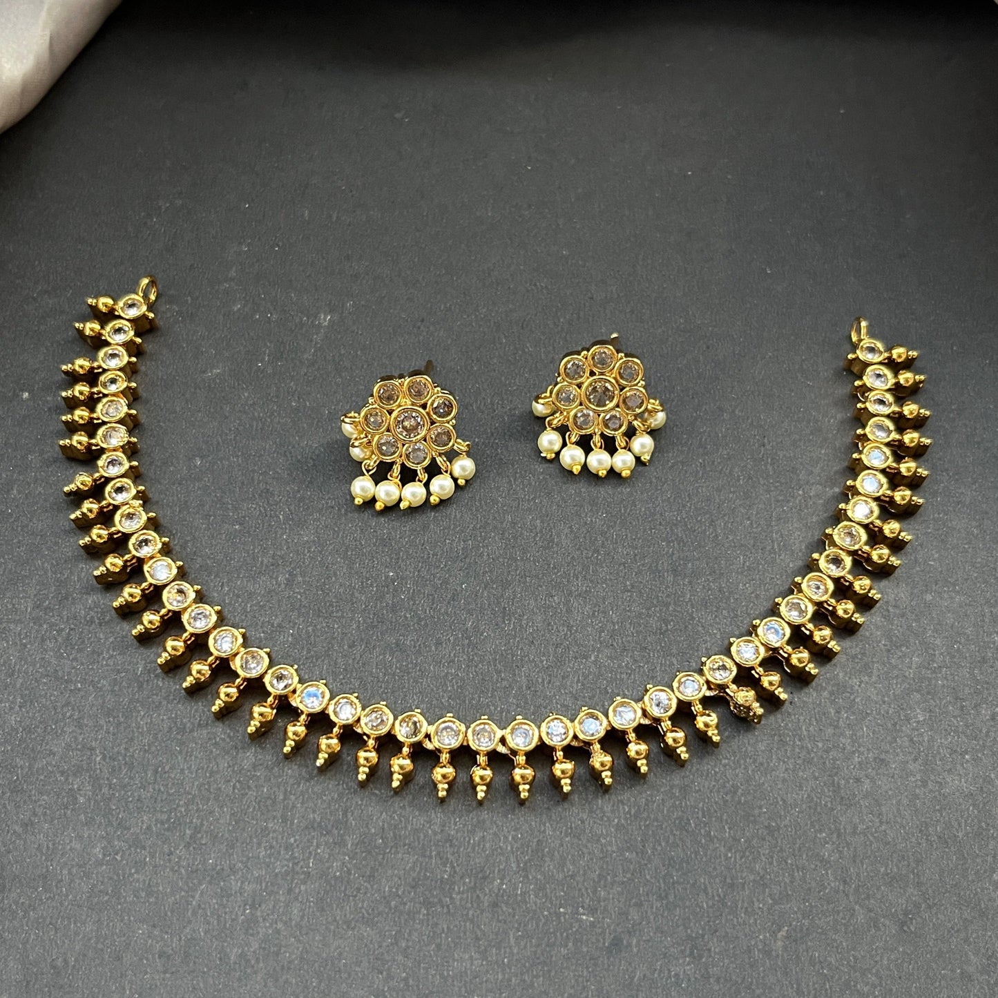 Gold look alike necklace set,Imitation jewelry,Artificial necklace set,Bridal  festive wear,Temple design 