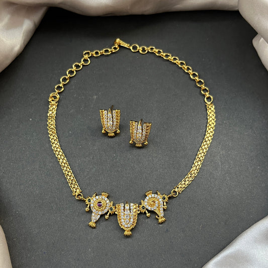 Gold look alike necklace set,Imitation jewelry,Artificial necklace set,Bridal  festive wear,Temple design 