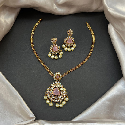 Gold look alike necklace set,Imitation jewelry,Artificial necklace set,Bridal  festive wear,Temple design 