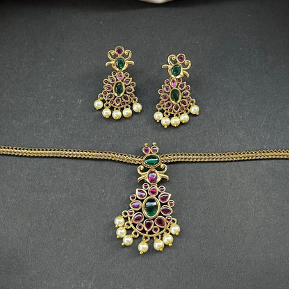 Gold look alike necklace set,Imitation jewelry,Artificial necklace set,Bridal  festive wear,Temple design 