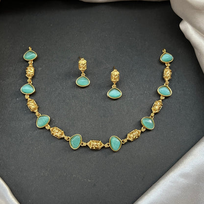 Gold look alike necklace set,Imitation jewelry,Artificial necklace set,Bridal  festive wear,Temple design 