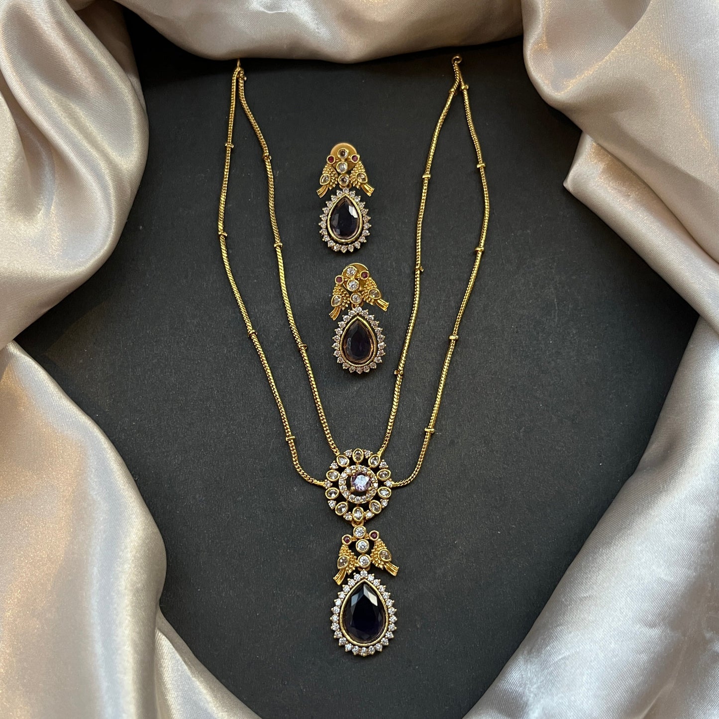 Gold look alike necklace set,Imitation jewelry,Artificial necklace set,Bridal  festive wear,Temple design 
