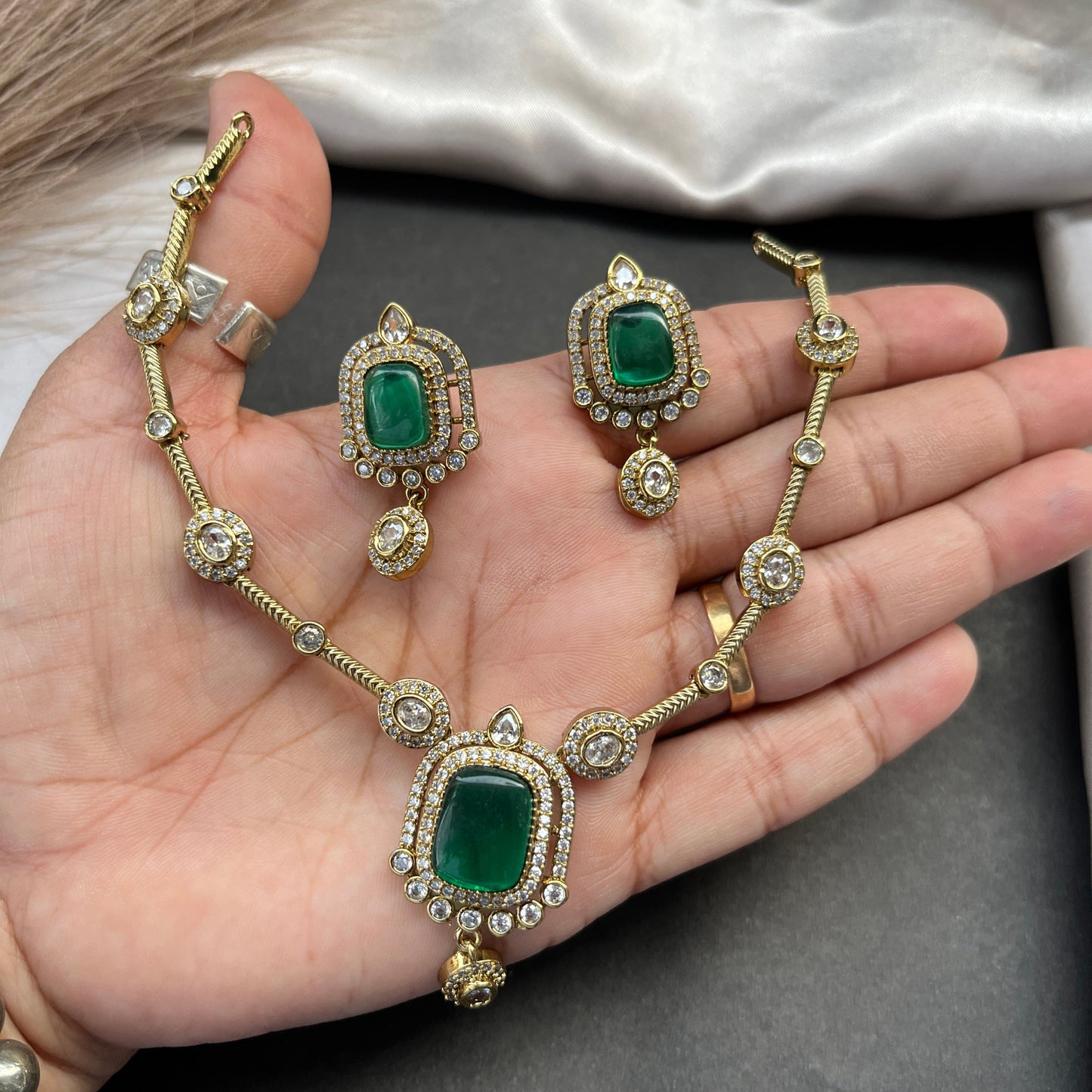 Gold look alike necklace set,Imitation jewelry,Artificial necklace set,Bridal  festive wear,Temple design 