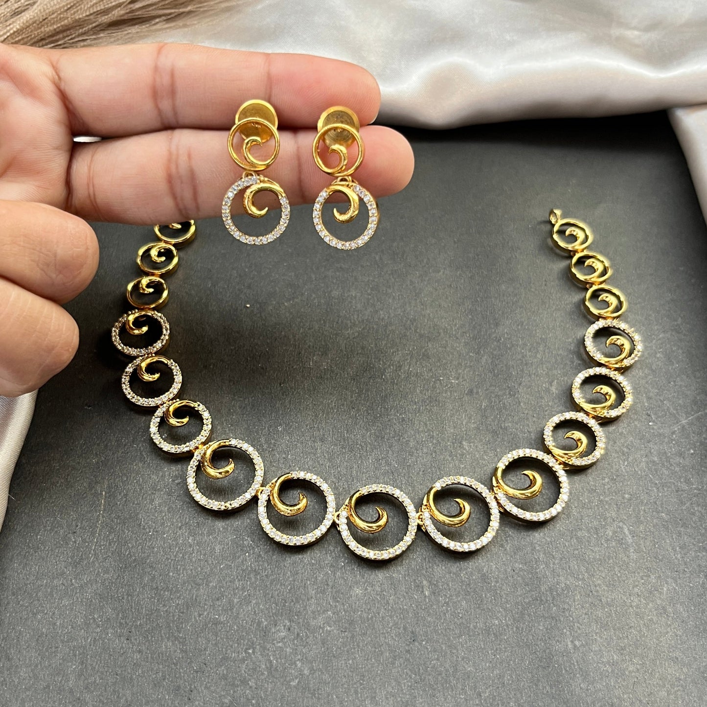 Gold look alike necklace set,Imitation jewelry,Artificial necklace set,Bridal  festive wear,Temple design 