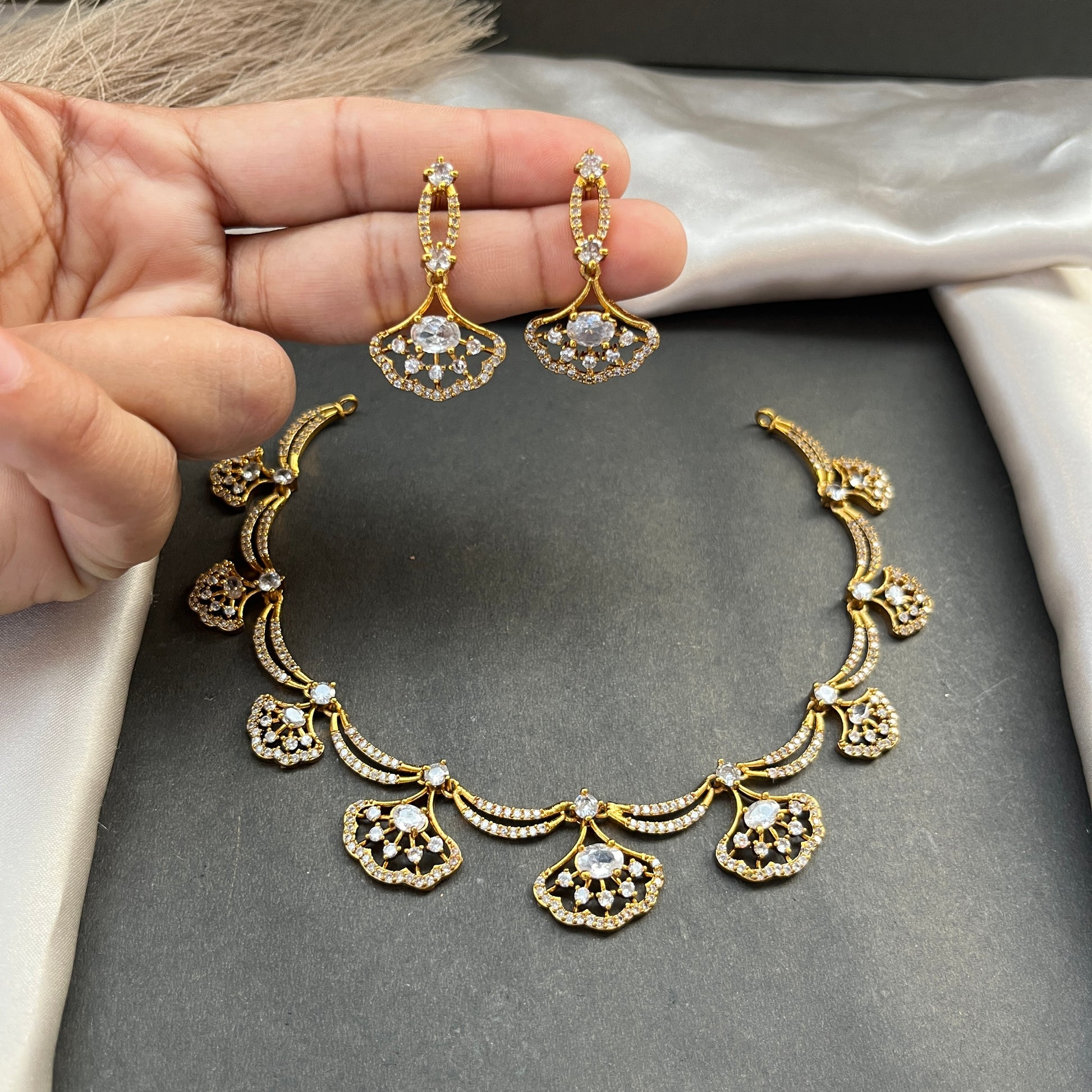 Gold look alike necklace set,Imitation jewelry,Artificial necklace set,Bridal  festive wear,Temple design 