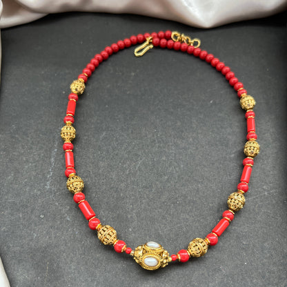 Gold look alike necklace set,Imitation jewelry,Artificial necklace set,Bridal / festive wear,Temple design / kundan / matte gold finish,Designer / traditional / ethnic