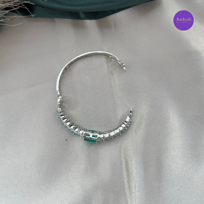 Openable CZ Diamond Look Bangle - Aqua