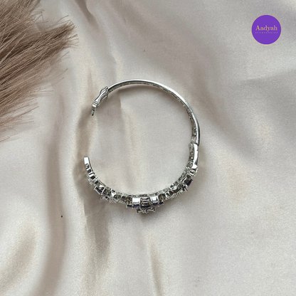 Openable CZ Diamond Look Bangle - Purple