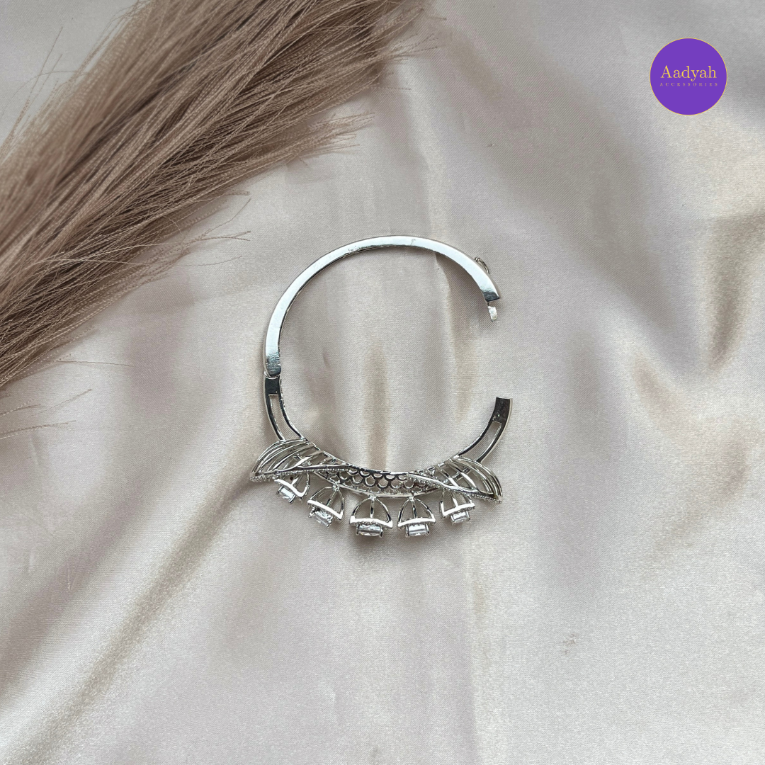 Openable CZ Diamond Look Bangle - White