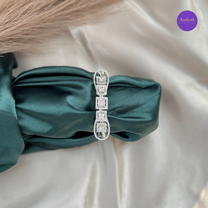 Openable CZ Diamond Look Bangle - White