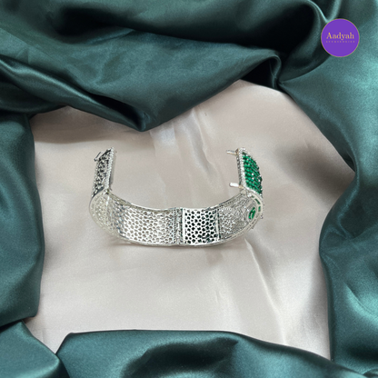 Openable CZ Diamond Look Bangle - Green