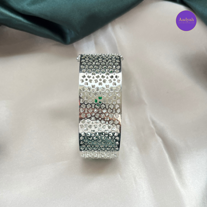 Openable CZ Diamond Look Bangle - Green