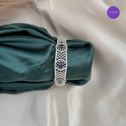 Openable CZ Diamond Look Bangle - Purple