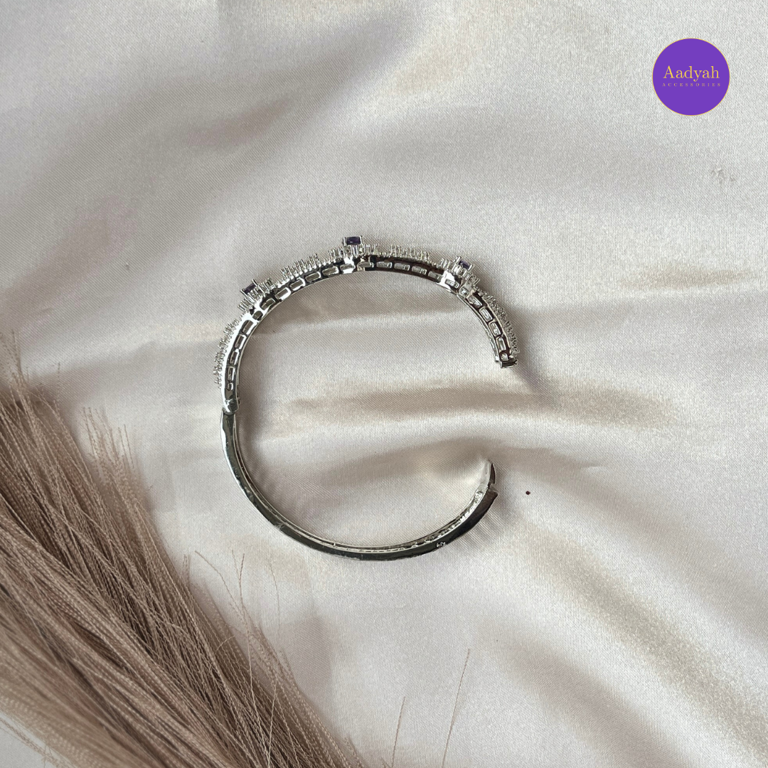 Openable CZ Diamond Look Bangle - Purple