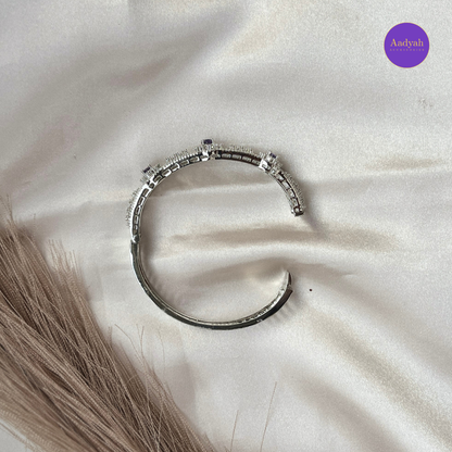 Openable CZ Diamond Look Bangle - Purple