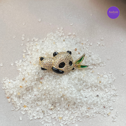Panda & Bamboo Brooch - Black & White