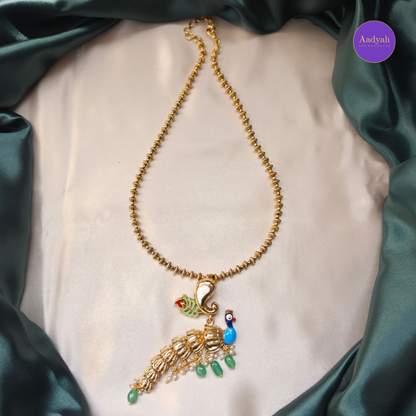 Peacock Enamel Pendant Set - Matt