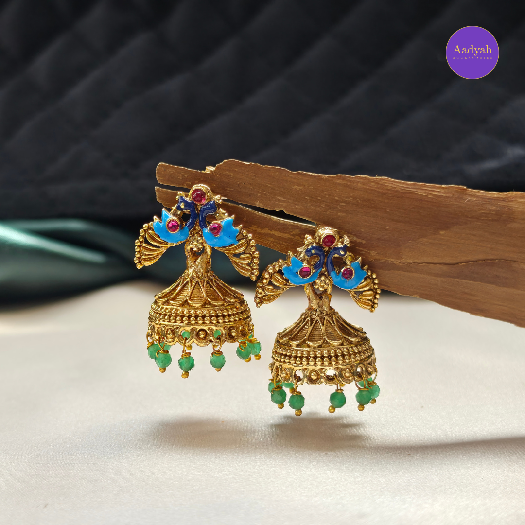Peacock Enamel Pendant Set - Matt