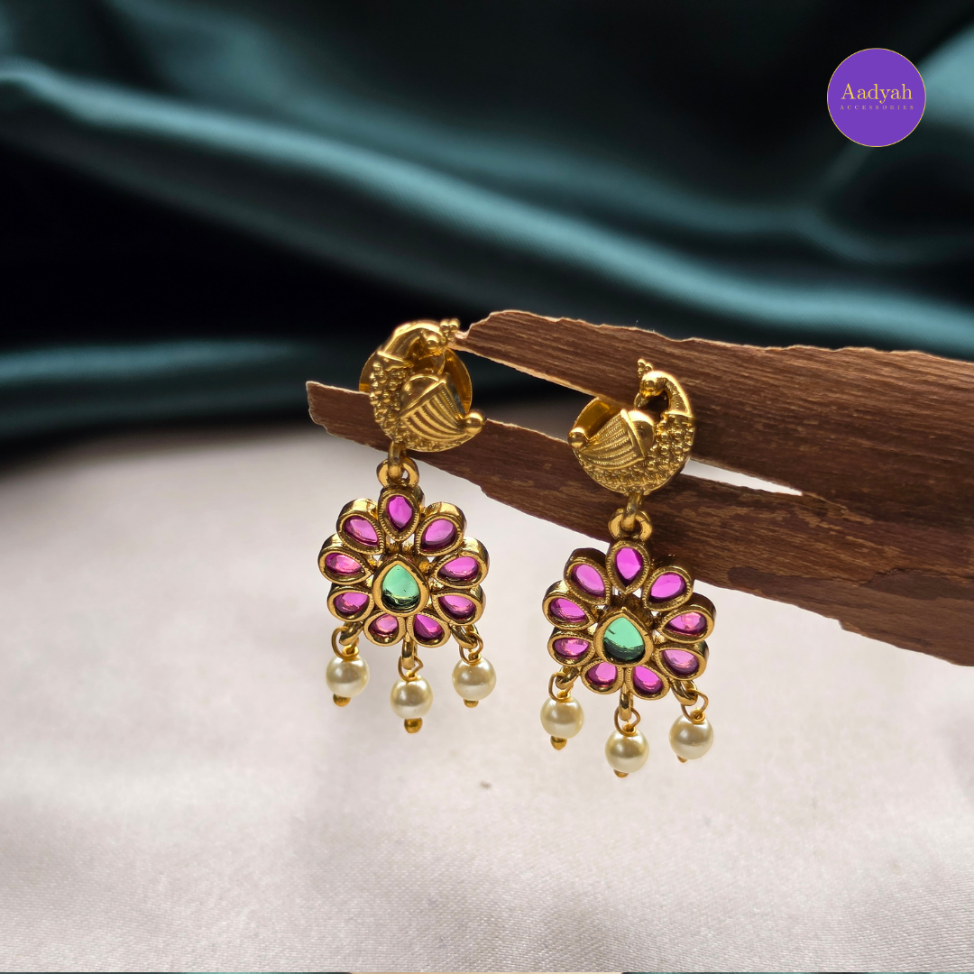 Peacock Floral Necklace Set - Multi
