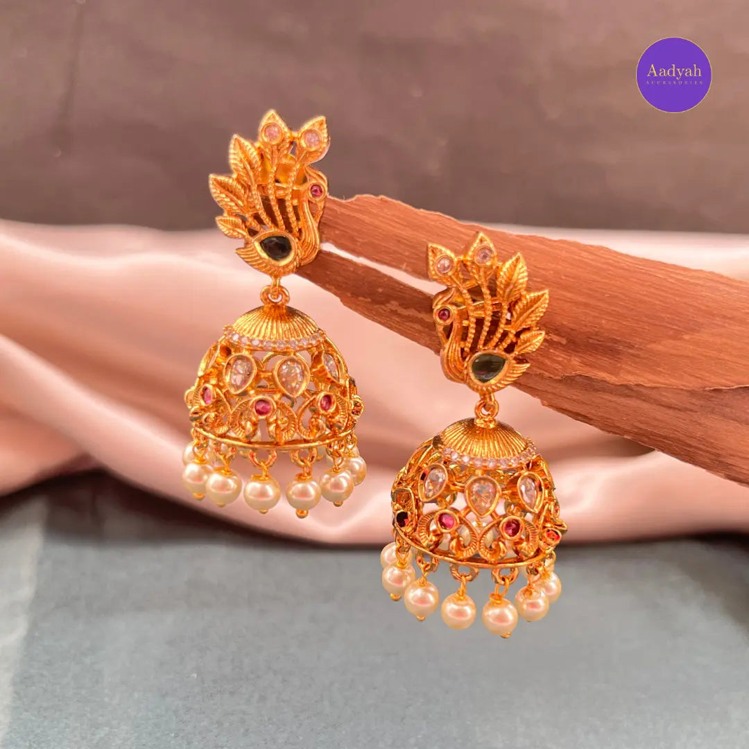 Peacock Jhumkas - Multi