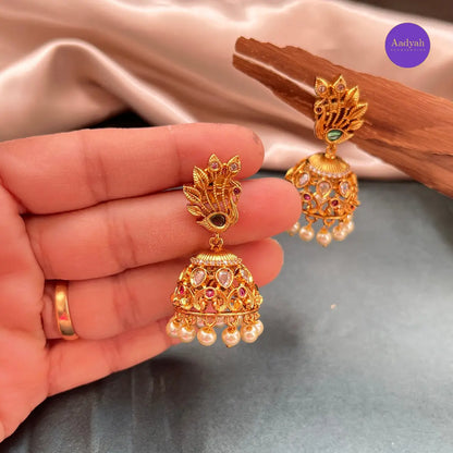 Peacock Jhumkas - Multi