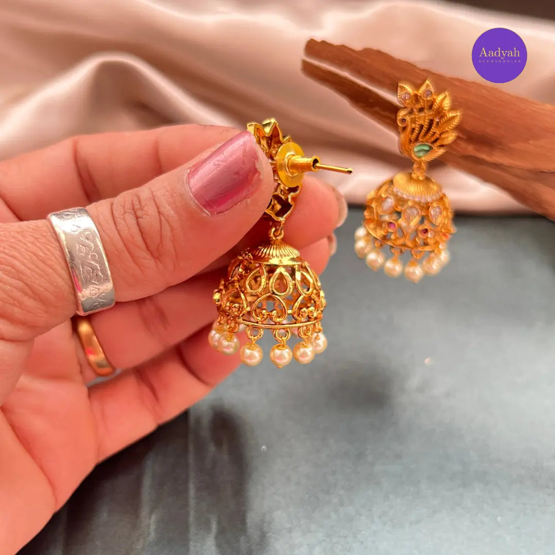 Peacock Jhumkas - Multi