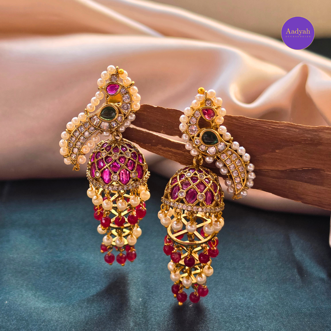 Peacock Layers Jhumki - Multi