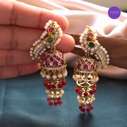 Peacock Layers Jhumki - Multi