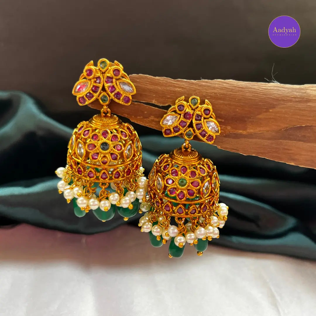 Peacock Mango Motif Necklace Set - Multi