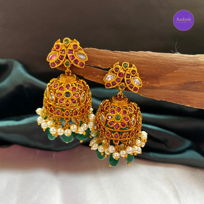 Peacock Mango Motif Necklace Set - Multi