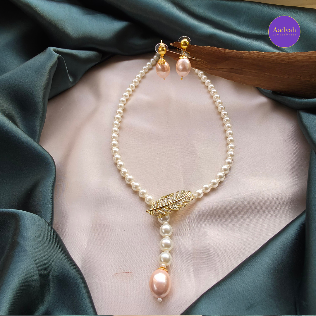 Pearl Feather Drop Mala Set