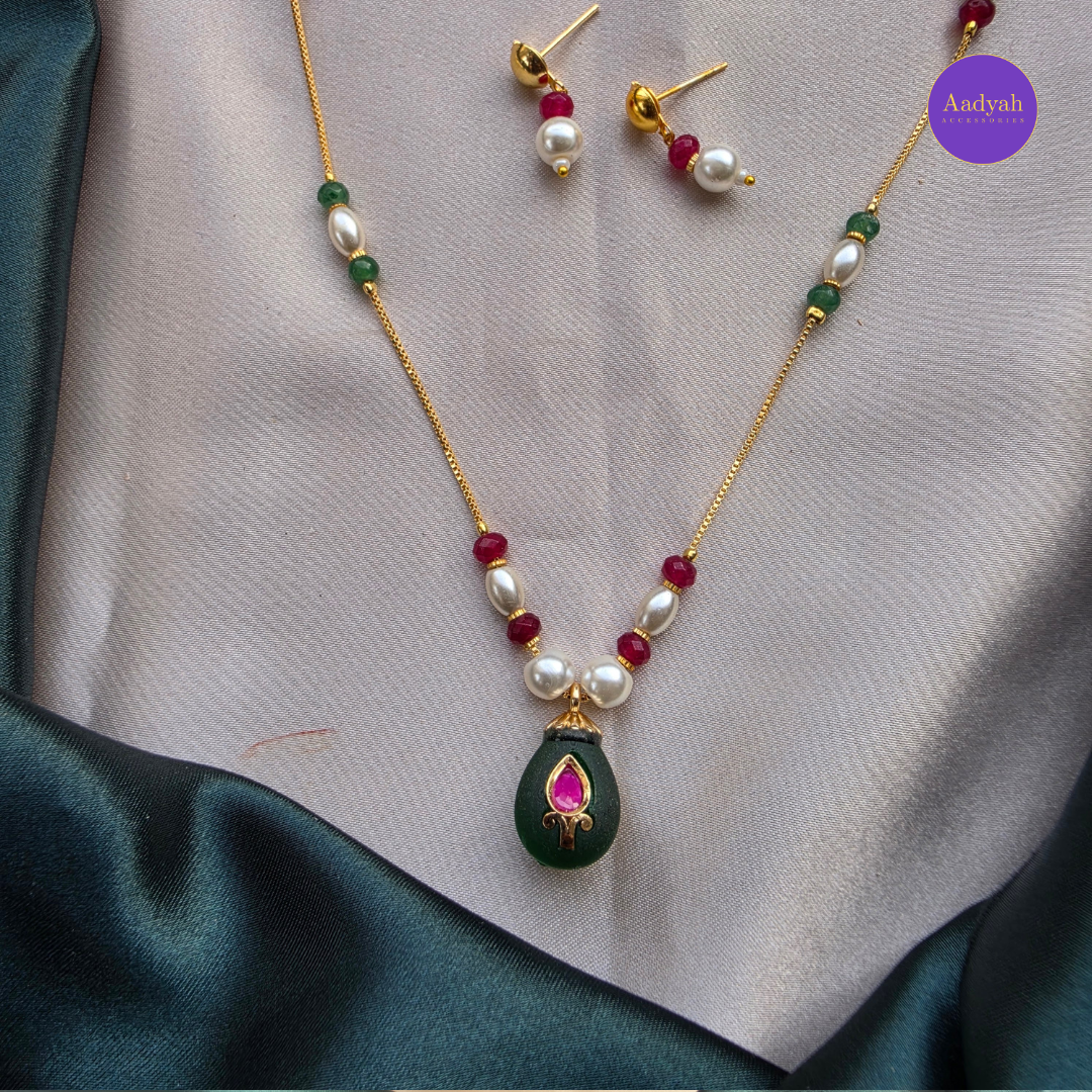 Pearl Kundan Drop Mala Set