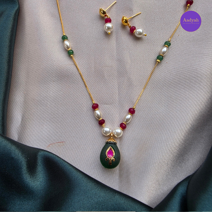 Pearl Kundan Drop Mala Set