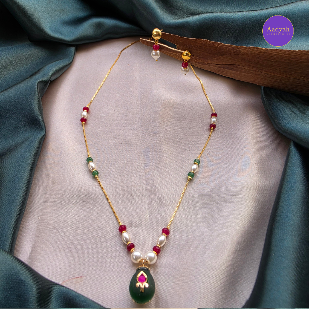 Pearl Kundan Drop Mala Set