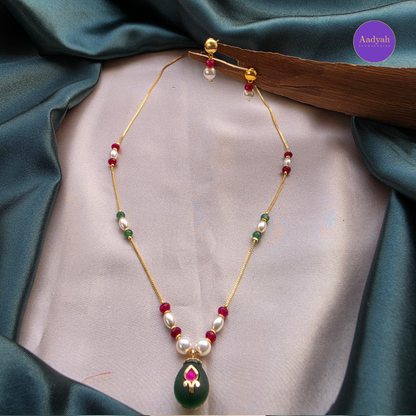 Pearl Kundan Drop Mala Set
