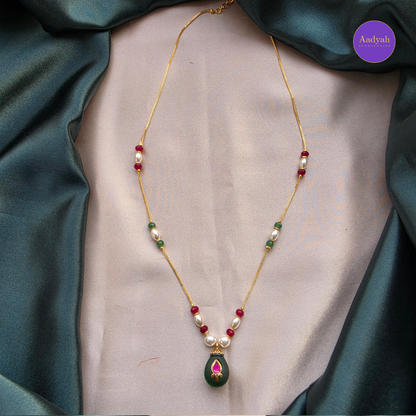 Pearl Kundan Drop Mala Set