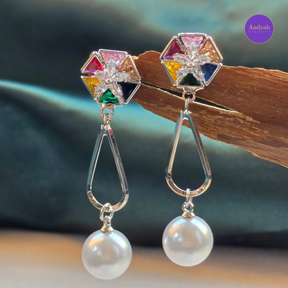 Pearl Multi Stone Designer Anti-Tarnish Earring