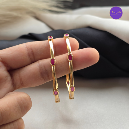 Pink Stone Baby Bangle - Set Of 2
