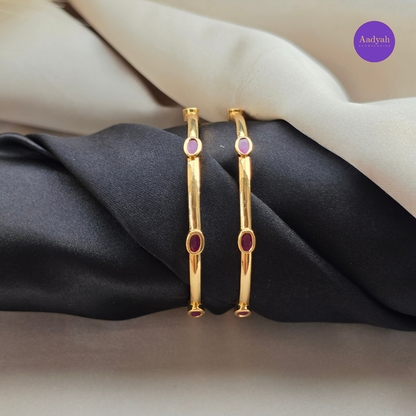 Pink Stone Baby Bangle - Set Of 2