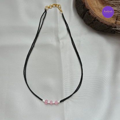 Pumpkin Dual Bead Black Beads - Pink