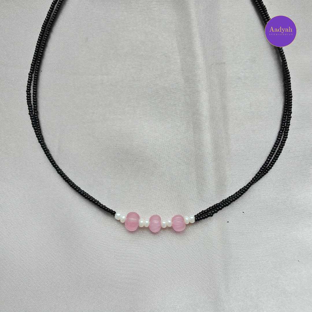 Pumpkin Dual Bead Black Beads - Pink