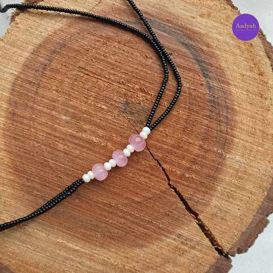 Pumpkin Dual Bead Black Beads - Pink