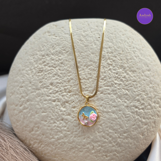 Resin Pond Anti-Tarnish pendant Chain - Gold
