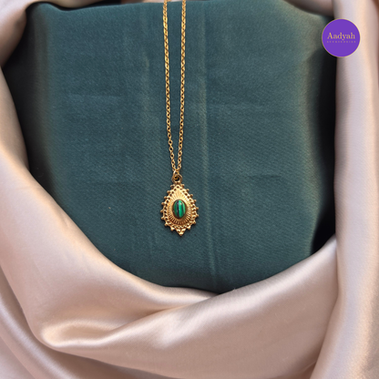 Stone Anti-Tarnish Pendant Chain - Gold
